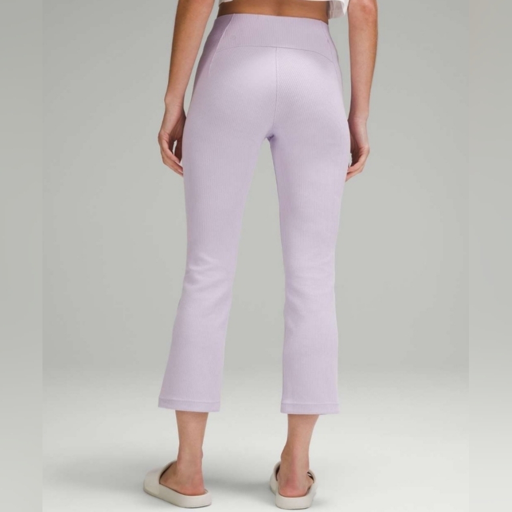 NWT Lululemon Ribbed Softstreme Zip-Leg High-Rise Cropped Pant 25"Lilac size 14